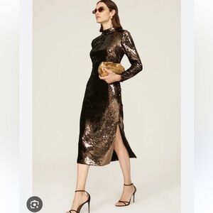 NWT Ted Baker Brooklyn Rube Dress Dark Brown Size 1 (US 4)